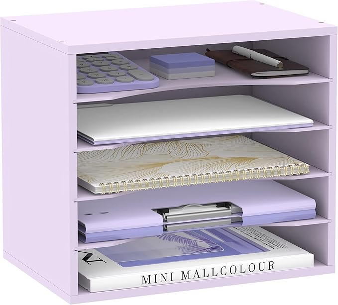 SUPEASY Wood Desk Organizer, 5 Tier Paper File Organizer by SUPEASY