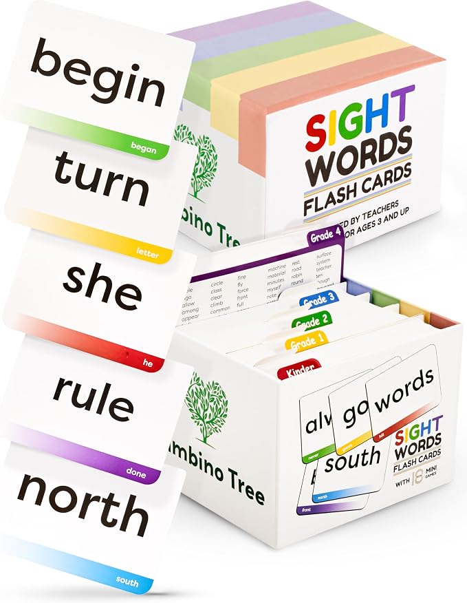Sight Words Flash Cards Kindergarten to 4th Grade by TheBambinoTree