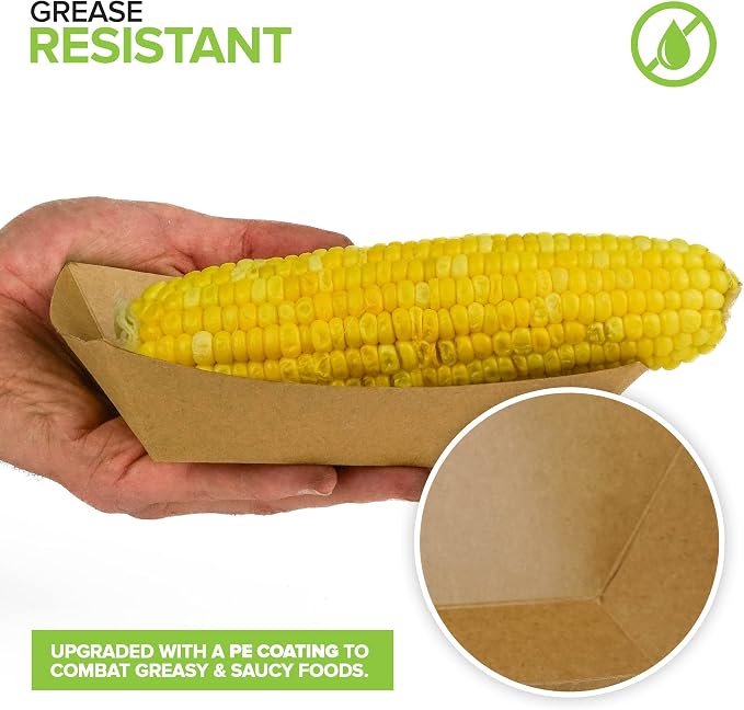 Medium Disposable Brown Kraft Paper Food Trays, 1-Lb Concession Tray, Serving - Image 5