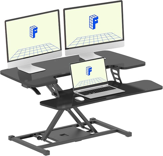 FLEXISPOT 36" Wide Sit to Stand Desk Converter Height Adjustable Tabletop by FlexiSpot