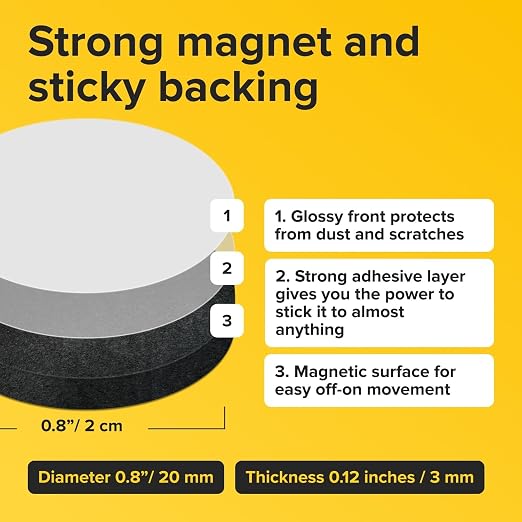 Peel-&-Stick Flexible Adhesive Magnets – 60 pcs Magnetic Dots - Image 2