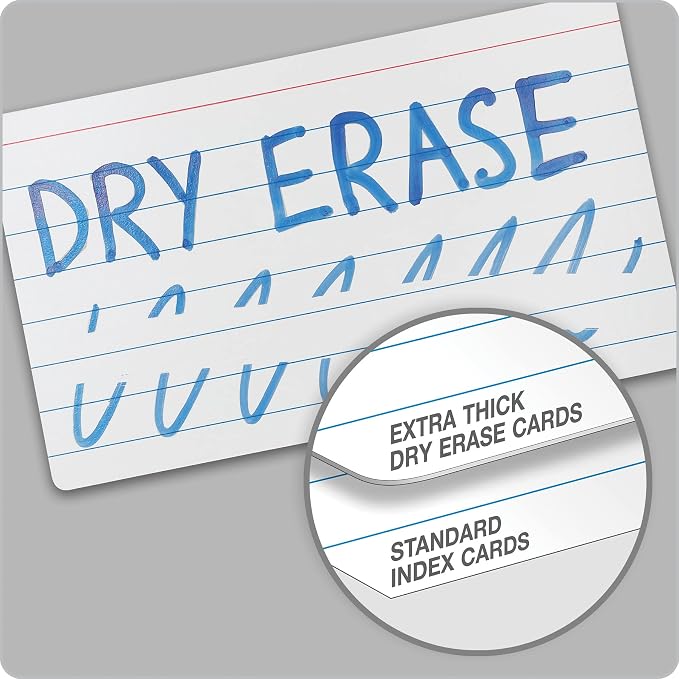 Oxford Dry Erase Index Cards, Blank & Ruled Multipack, Reusable Flash Cards - Image 2