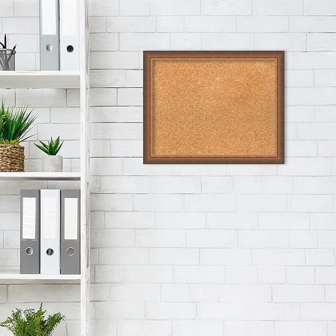 Amanti Art Natural Cork Board for Wall, 16x20 Vision Board with Bronze Frame, Small Corkboard Office Decor for Home Organization, Modern Corkboard Pinboard to Display Items for Home Organization in-DeskLoop Office