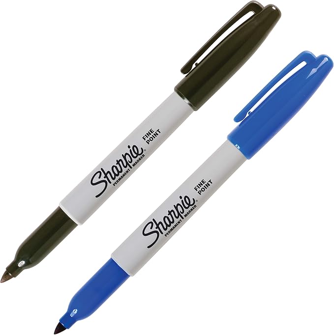 Sharpie Permanent Markers | Fine Point | Black & Blue | 2 Count - Image 2