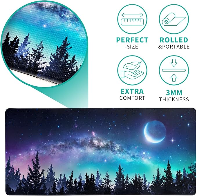 Extended Gaming Mouse Pad, XL Large Keyboard Mouse Mat Desk Pad, Stitched Edges - Image 5