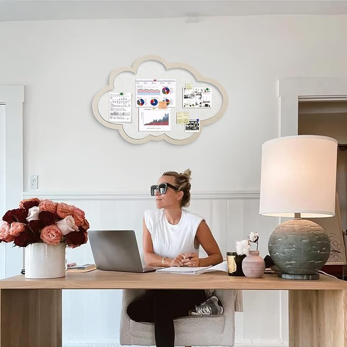 Cute Cloud Felt Board for Wall 24 x 16 Inch, Foldable Vision Board Kit - Image 2