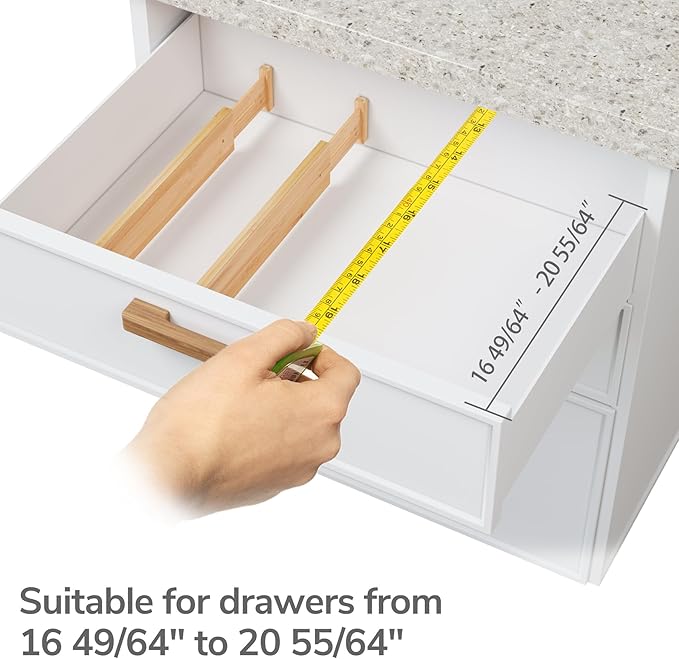 BAMEOS Drawer Dividers kitchen Organization Bamboo Utensil Organizers for Kitchen Bedroom Bathroom Dresser Office 4-pack-DeskLoop Office