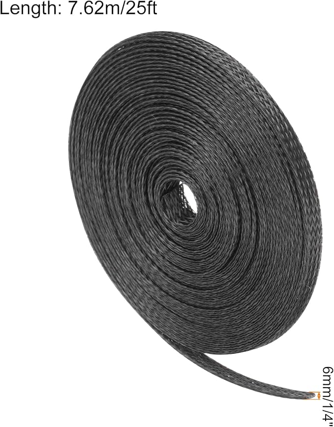 25ft PET Expandable Wire Loom 1/4 Inch, PET Braided Wire Sleeving Cable - Image 2