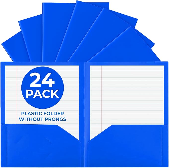 24 Pack Blue Plastic Folders by EPI