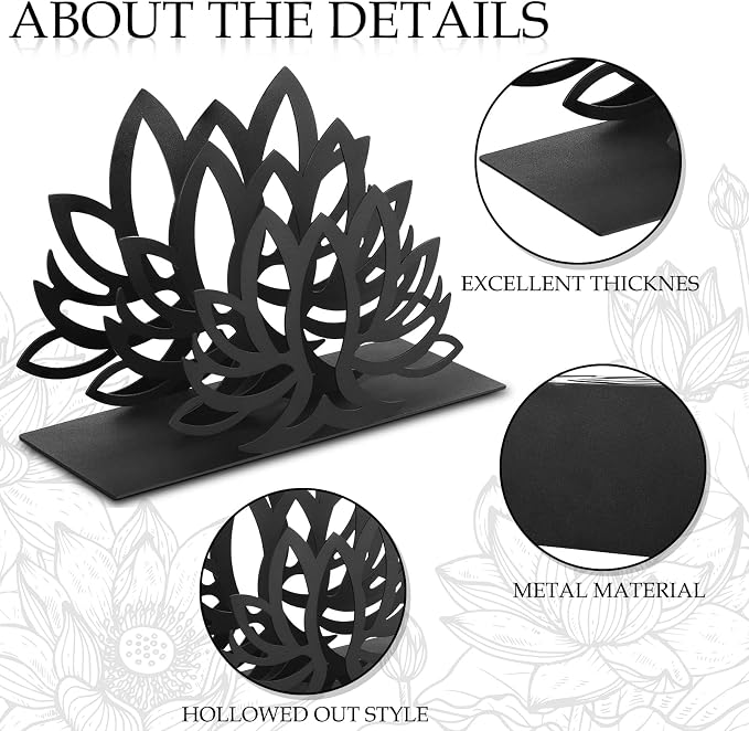 Lotus Desktop Mail Organizer Lotus Shaped Mail Holder Countertop Black Metal - Image 3