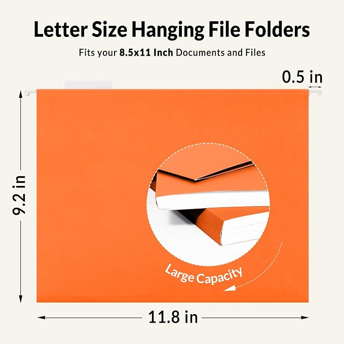 SUNEE Hanging File Folders, 25 Pack Letter Size Hanging File Folders - Image 5