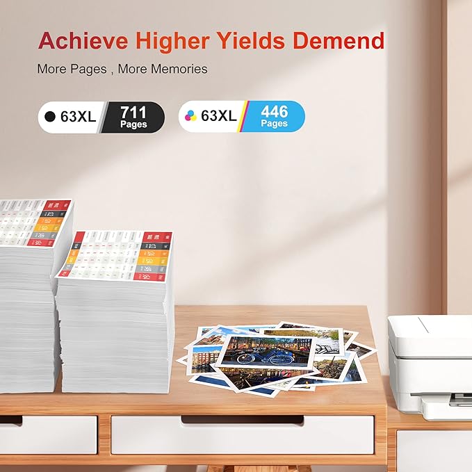 63XL Ink Cartridges Black and Color Replacement for HP 63XL Ink Cartridge Combo Pack Work with OfficeJet 3830 4650 5255 Envy 4520 4512 Deskjet 1112 3630 3634 3639 Printer (2 Black, 1 Tri-Color)-DeskLoop Office