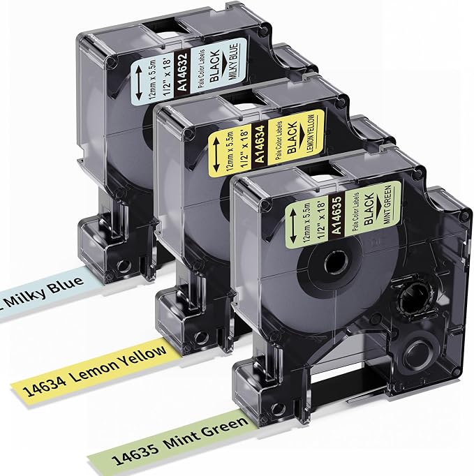 3X Replace for DYMO Label Maker Refills D1 1/2 Inch 18Ft Pastel Colored Set | by Freshworld