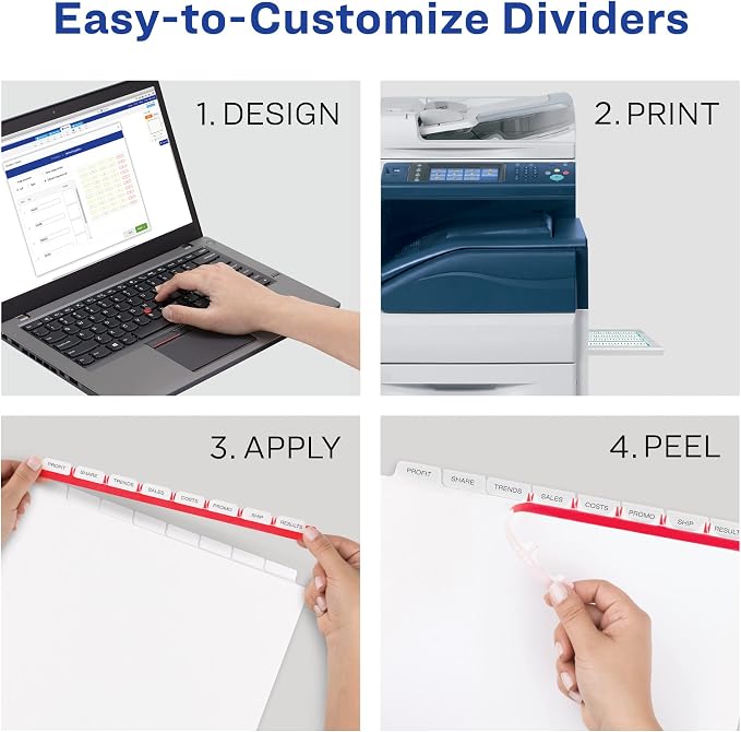 Avery 8 Tab Dividers for 3 Ring Binder, Easy Print & Apply Clear Label Strip - Image 3