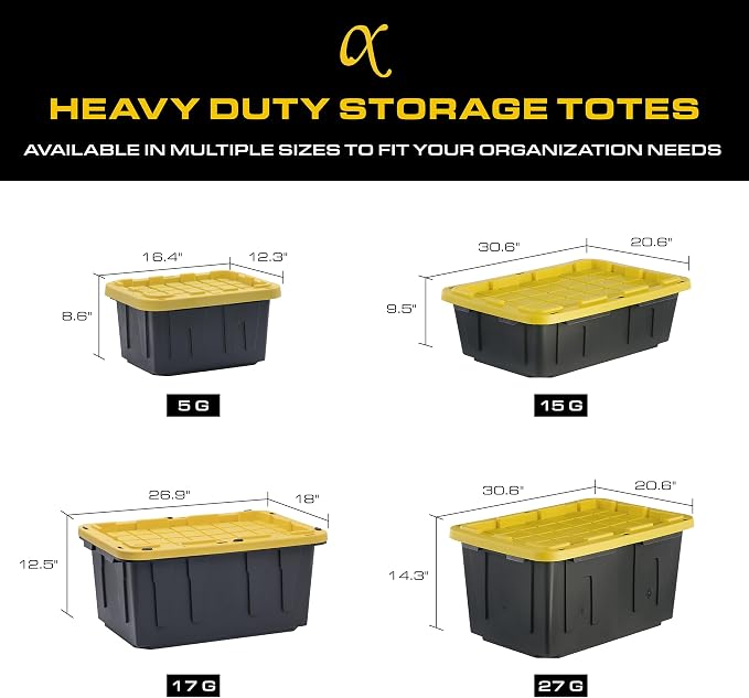 CX Black & Yellow 27-Gallon Heavy Duty Stackable Storage Bins - Image 8