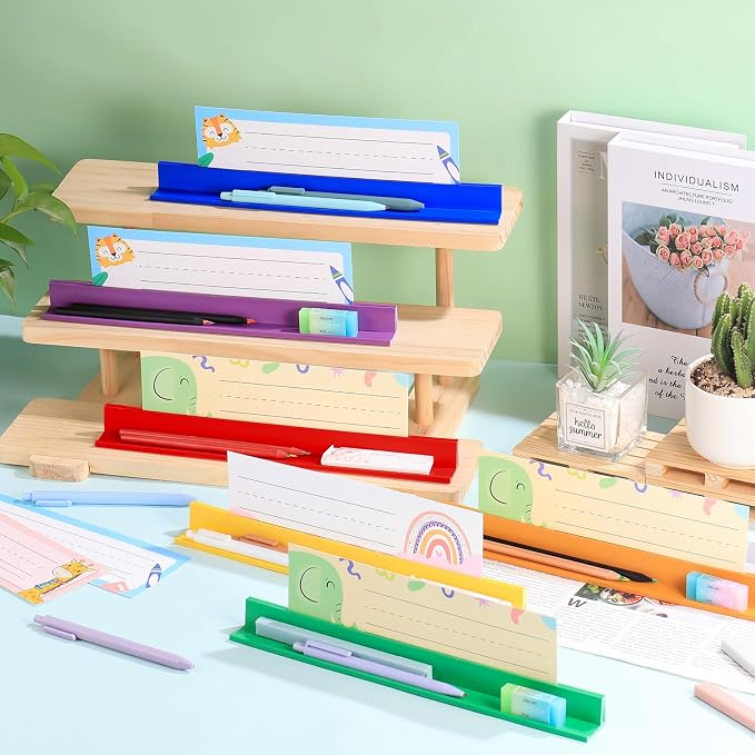 MJOGGOTT 24 Pcs Classroom Desk Name Plates Holder Index Cards Storage, School - Image 5