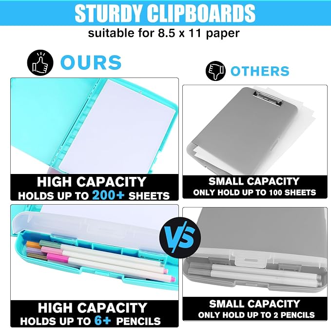 Plastic Clipboard with Storage, TFDLCG zm Clip Boards 8.5x11 with Pen Holder - Image 4