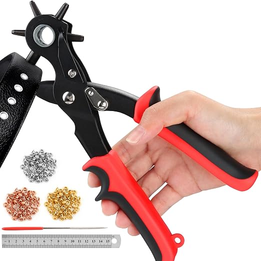 2 in 1 Leather Hole Punch, 3/16" 4.5mm Revolving Hole Puncher by PHIRAH