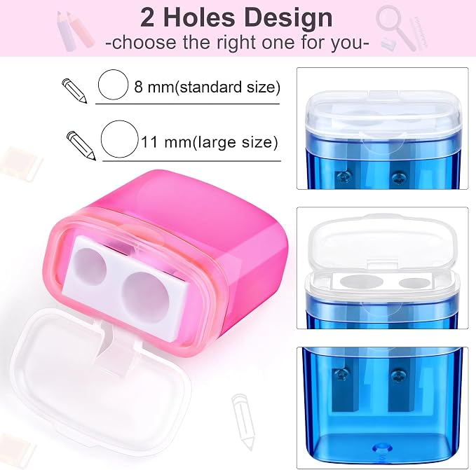 Aodaer 180 Pieces Pencil Sharpeners Manual Double Hole Pencil Sharpener - Image 4