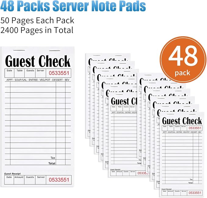 ZPARIK 48 Pack white Guest Checks Books - Image 4