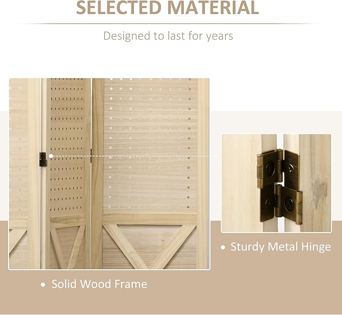 NicBex Room Divider 3 Panel Room Dividers with Pegboard Design Partition Room Dividers and Folding Privacy Screens 4.7 FT Wall Divider for Home, Office, Room Separation,45"W x 0.75"D x 57"H, Natural-DeskLoop Office