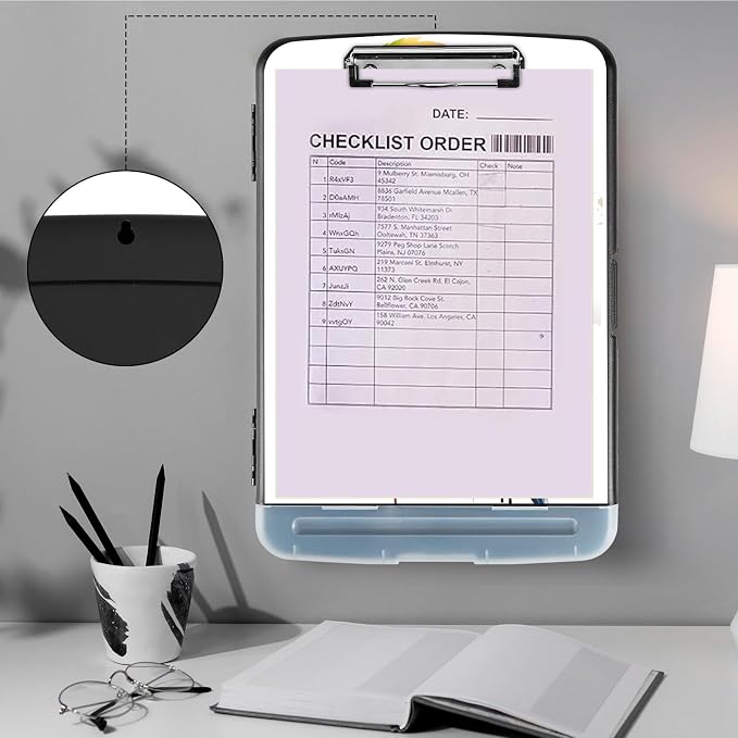 Clipboard with Storage, Heavy Duty Plastic Storage Clipboard with Low Profile - Image 4