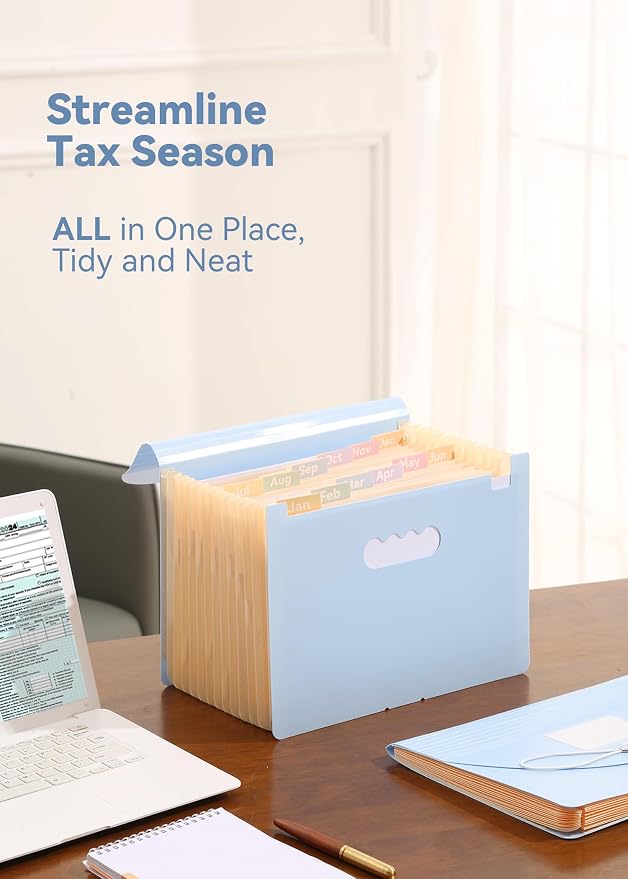 SortRax Accordion File Organizer 12 Pockets, Monthly Bill Receipt Tax Organizer - Image 3