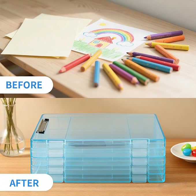 Letter Size Clipboard with Storage 8.5 * 11, Plastic Clear Blue Clipboard File - Image 4