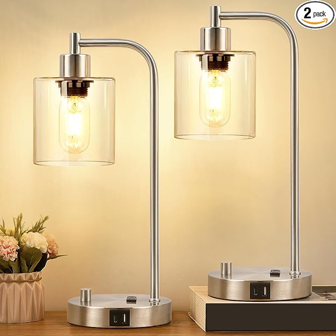 Set of 2 Industrial Table Lamps by BringBrightnesstoYourLife