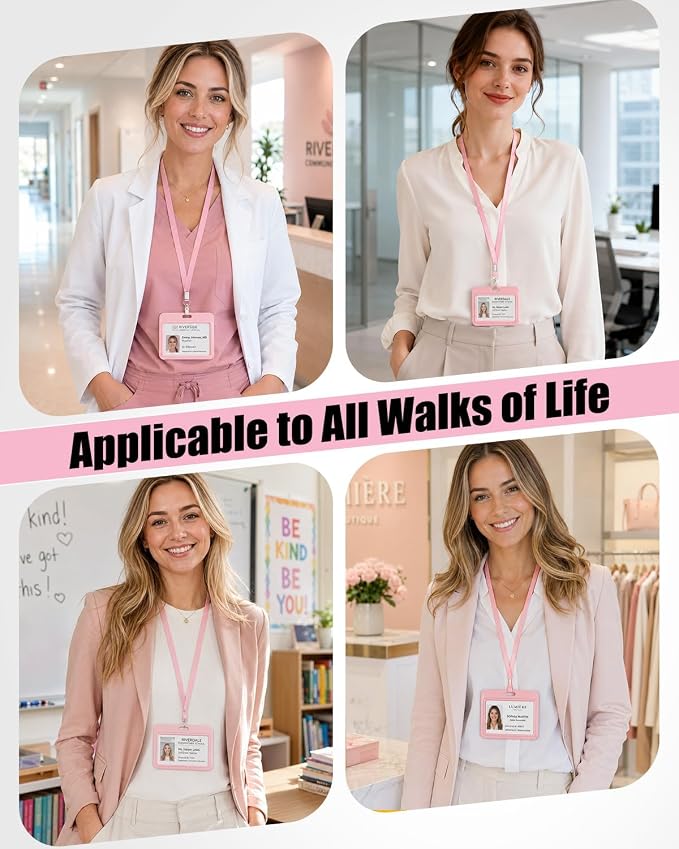 Uniclife 3 Pack Pink Horizontal Badge Holders - Image 6
