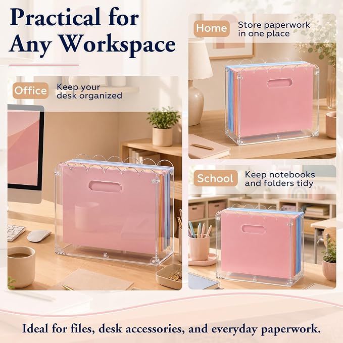 Jingmore Clear Acrylic File Organizer, Decorative Hanging File Box - Image 7
