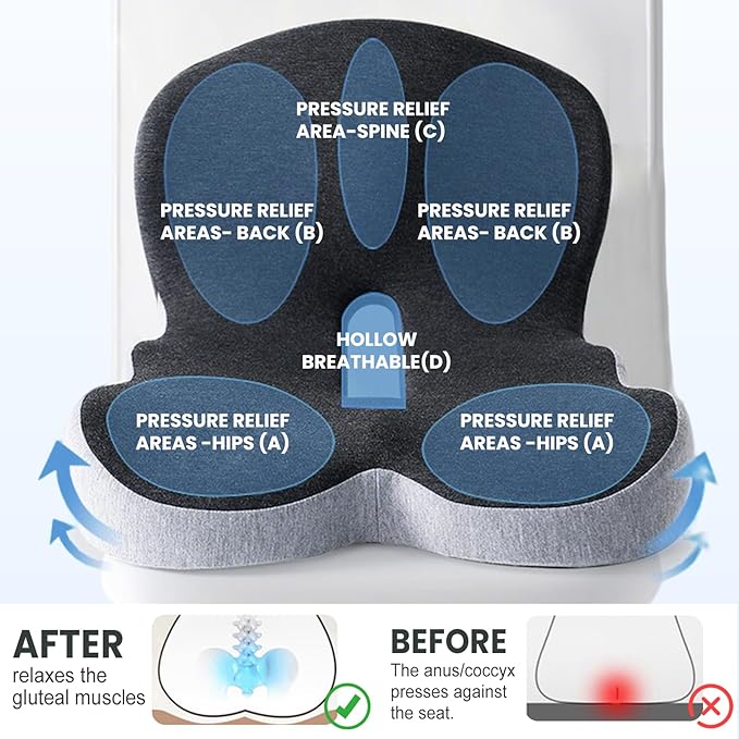 Back and Seat Cushion, 2025 New Ergonomic Non-Slip Memory Foam Seat Cushion with Back Support, L-Shaped Breathable Seat Cushions for Car, Office, Home (Pink)-DeskLoop Office