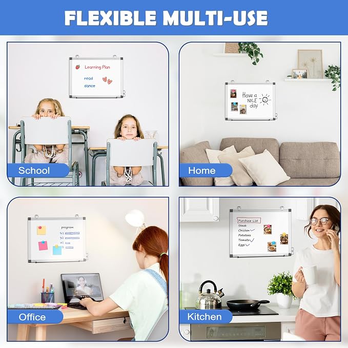 WALGLASS Double-Sided White Board, Hanging Mounted Whiteboard Silver Aluminium - Image 6