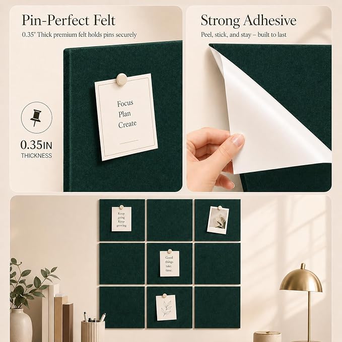 Felt Bulletin Board Tiles, Large Cork Board Alternative, 24 x 36 in | 0.35 in - Image 3