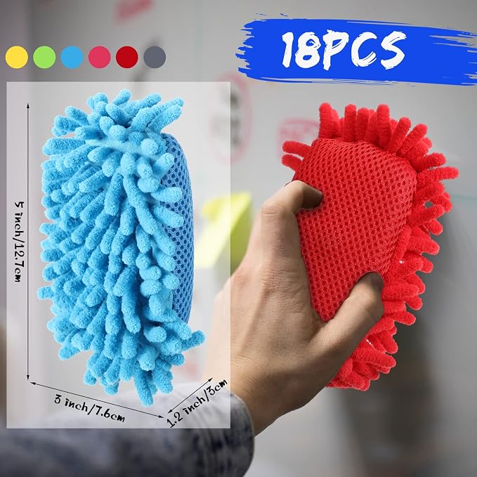 Sherr 18 Pcs Microfiber Shag Magnetic Dry Erase Erasers Washable Whiteboard - Image 2