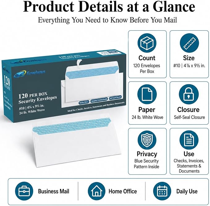 Envelopes Letter Size, Self-Seal Security | #10 Self-Seal Security Business - Image 8
