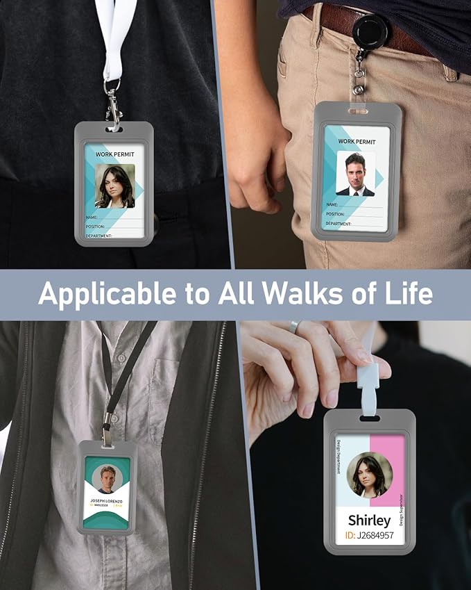 Uniclife 3 Pack Sliding ID Badge Holder Vertical Hard Plastic Case - Image 5