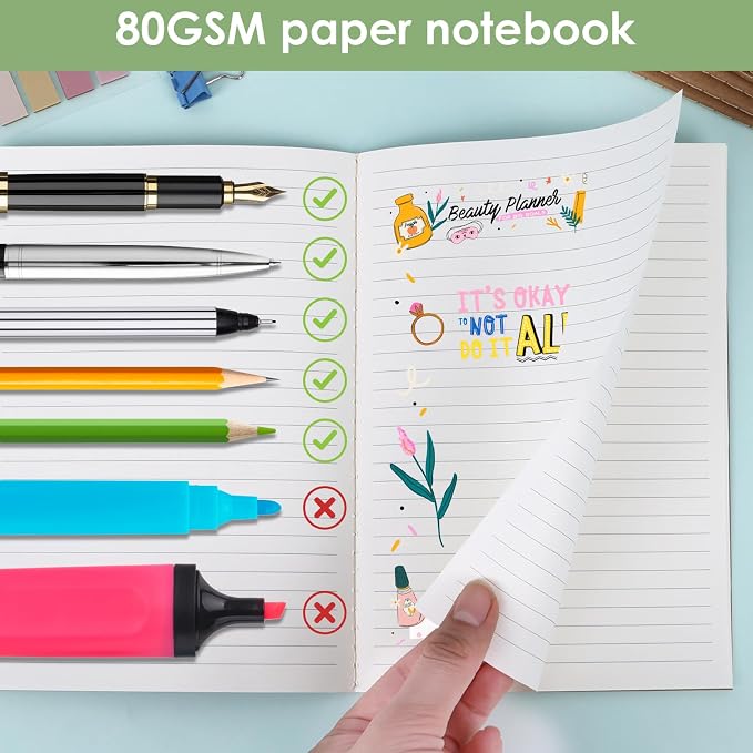 LABUK 100 Pack Lined Kraft Notebooks, A5 Journals Bulk, 8.3x5.5 Notebook Bulk - Image 4
