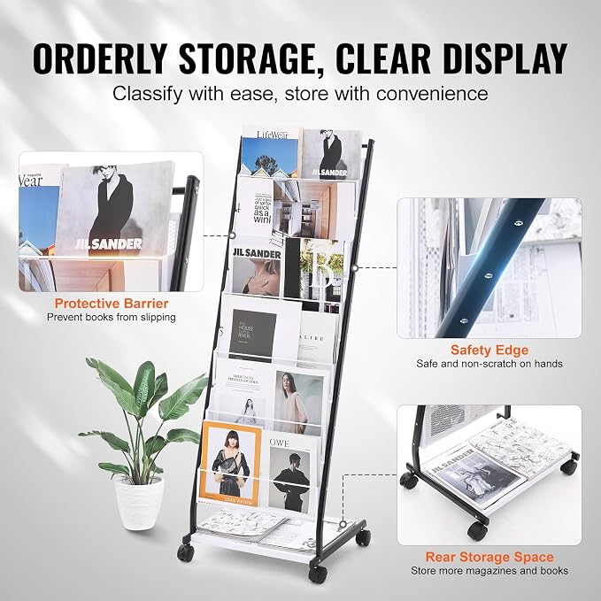 VEVOR Brochure Display Rack, 6-Tier Magazine Literature Display Stand, Floor - Image 4