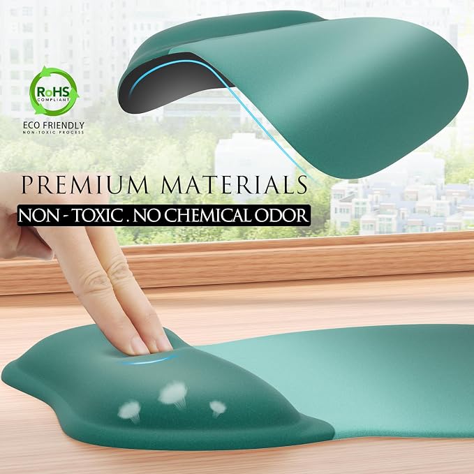 MROCO Ergonomic Mouse Pad with Gel Wrist Rest, 9.4 x 8.1 in, Gel Wrist Comfort - Image 5