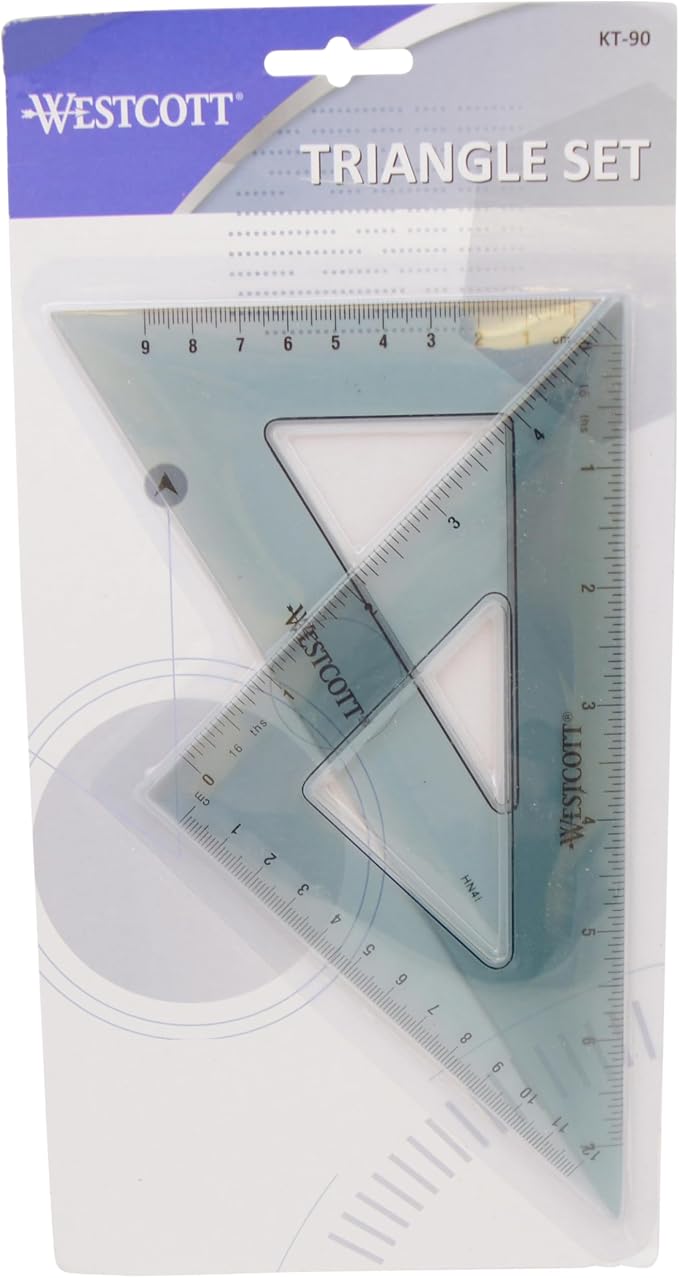 Westcott Triangular Scale Ruler Set, 30/60- and 45/90-Degrees, Back-to-School - Image 7