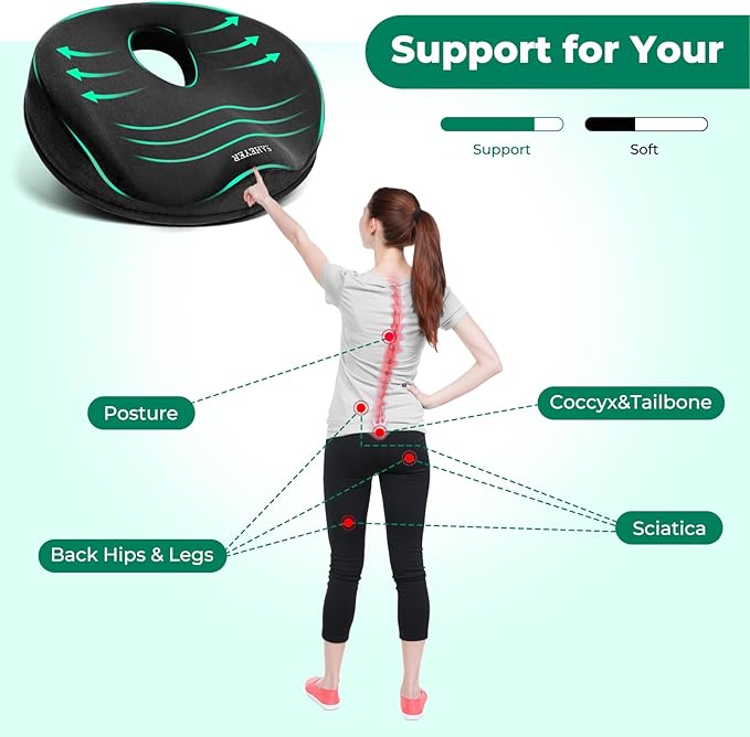 SAHEYER Donut Pillow for Tailbone Pain, Memory Foam Hemorrhoids Pillow for - Image 6