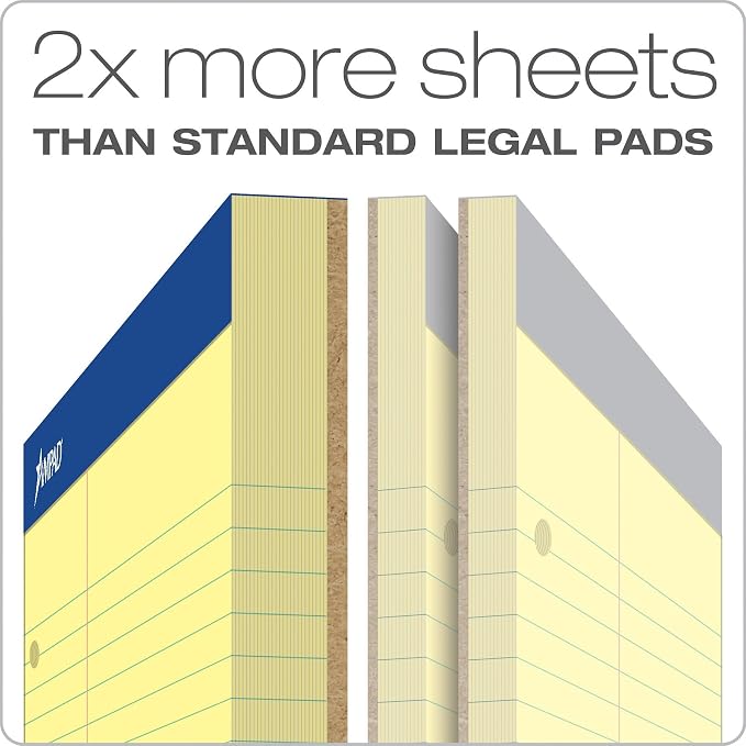 Ampad Double-Sheet Writing Pad, 8-1/2" x 11-3/4", Law Rule, Canary Paper - Image 2