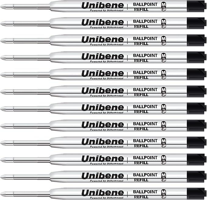 Unibene Parker Compatible Ballpoint Refills 12 Pack, 1.0mm Medium Point-Black by UNIBENE