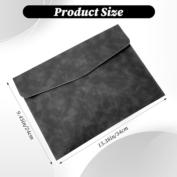 Resume Folder, Leather File Folder Black File Folders Travel Document Holder A4 - Image 2