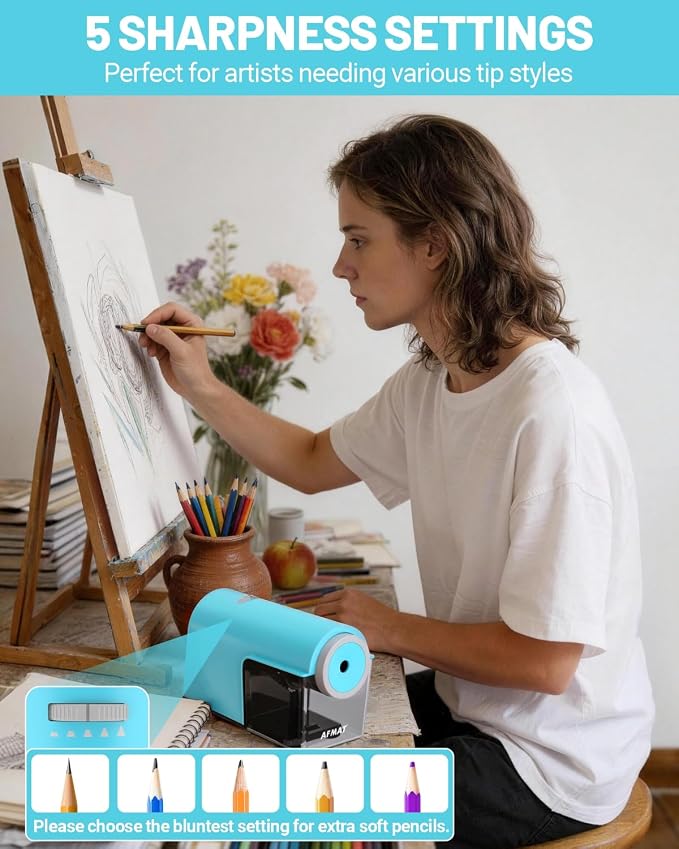 AFMAT Electric Pencil Sharpener, Fully Automatic Pencil Sharpener - Image 4