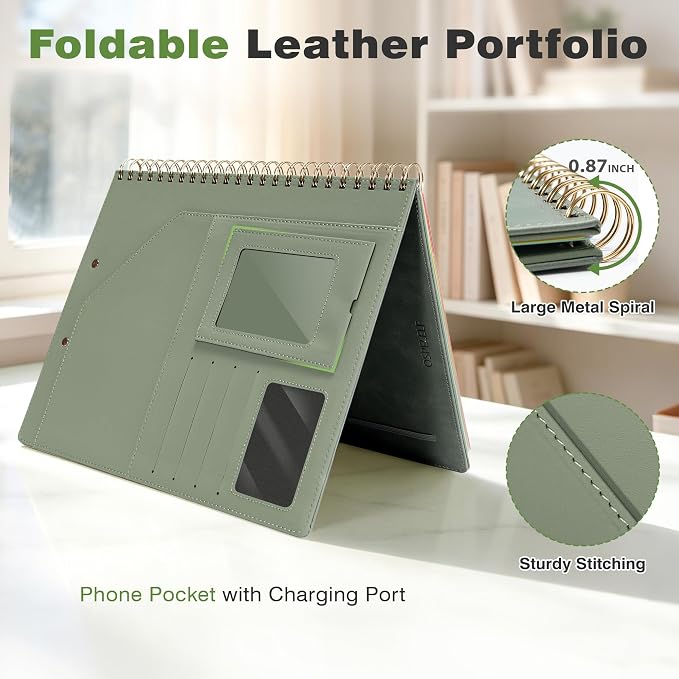 Clipboard with Storage for Men Women, Leather Padfolio Portfolio Organizer 5 - Image 4