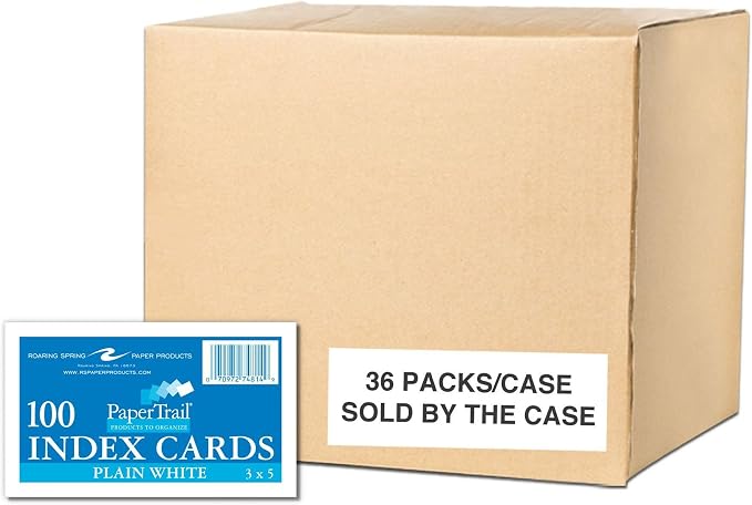 Roaring Spring Blank Index Cards 3"x5", 100 Each, Smooth 100# White Index Paper by RoaringSpringPaperProducts