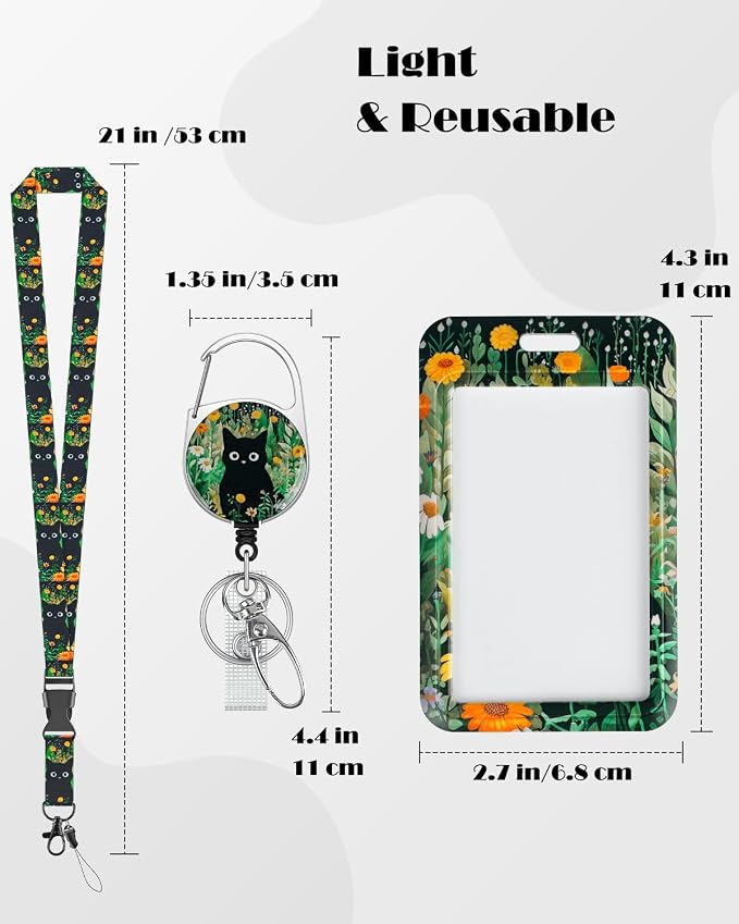 Uniclife Fashionable Sliding Badge Holder Forest Cat Pattern Plastic Card Holder - Image 2