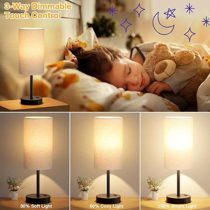 Dicoool Tall Touch Bedside Table Lamp - Image 4